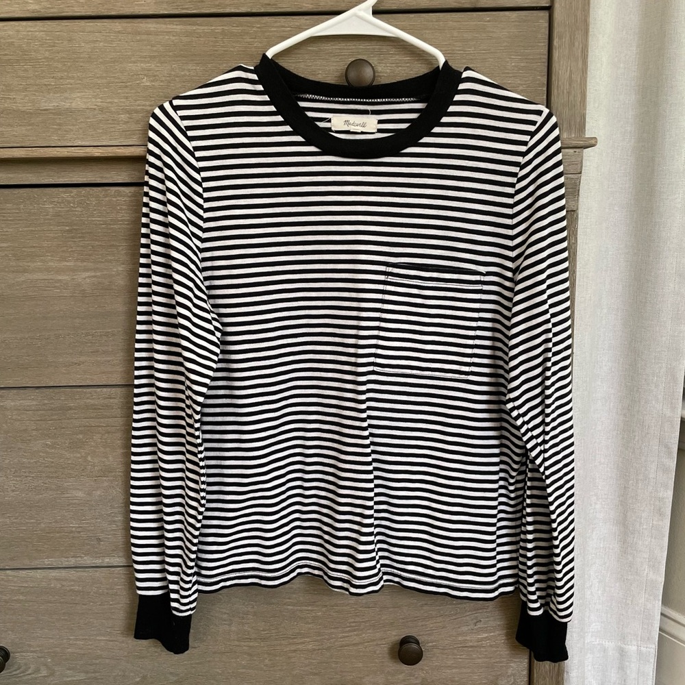 MADEWELL // Black and White Striped Top